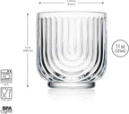 Glaver's Whiskey Glasses 11oz. Set of 4 Old Fashioned Bourbon Glasses. Ribbed Cocktail Arch Design Art Deco Bar Glassware for Whisky, Cocktails, Juice and Chilled Beverages.
