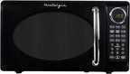 Nostalgia Retro Microwave Oven 0.7 Cu Ft, 700-Watt Countertop Size with Glass Turntable, Child Safety Lock, 8 Auto-Cook Programs, Digital Clock, Black