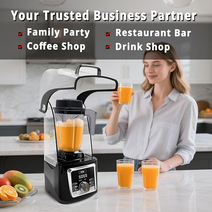VONCI 2200W Commercial Blender With Sound Enclosure, 85OZ Large Capacity Quiet Blender For Smoothies, Heavy Duty Industrial Blenders For Restaurant, Perfect For Kitchen, Ice Crush, Milk Shake, Fruits