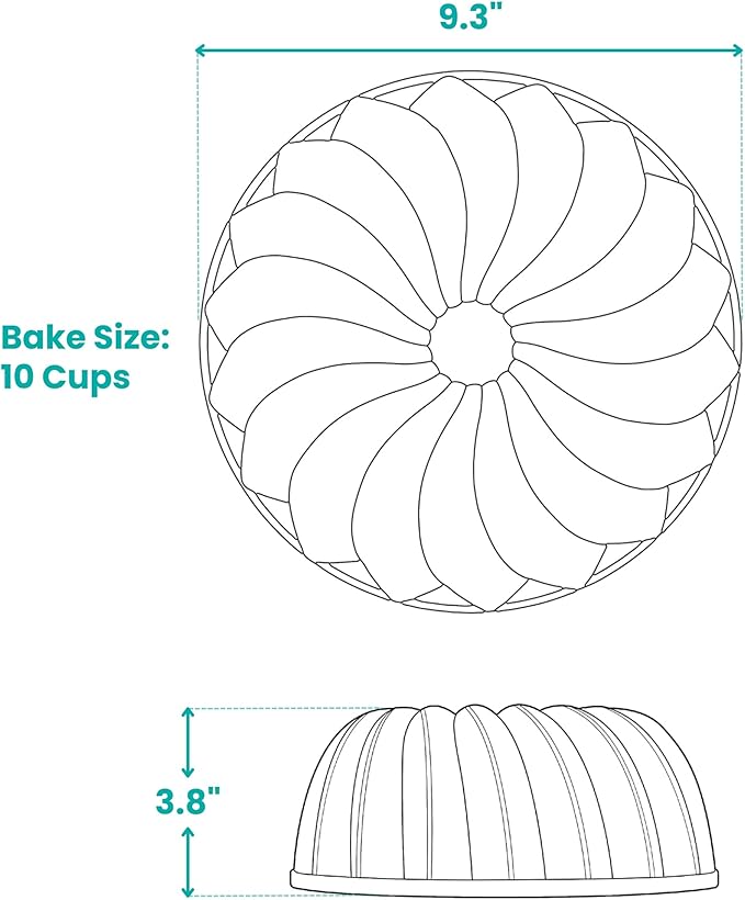 Baker's Secret for Fluted Cake Pan, Fluted Cake Pans, Perfect for Fluted Cakes, Die Cast Aluminum Cake Pans, 2 Layers Non-stick Coating, Novelty Cake Pan - The Cast Aluminum Collection (Classic)