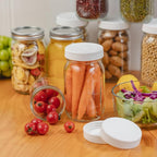 4 Pack 32 oz Clear Wide Mouth Mason Jars with Airtight Lids and White Plastic Mason Jar Lids, Canning Jars