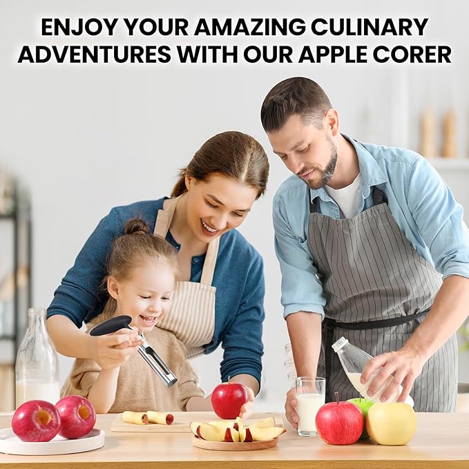 SCHVUBENR Premium Apple Corer Tool - Easy to Use and Clean - Sturdy Apple Core Remover with Sharp Serrature - Stainless Steel Corers for Apple and Pear - Core Fruits with Ease(Black)
