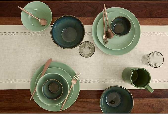 Solino Home Linen Ivory Table Runner 90 Inches Long - 100% Pure Linen Double Hemstitch 14 x 90 Inch Table Runner for Dining, Summer, Fall, Autumn