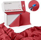 Exquisite Party Solids 54 Inch X 100 Feet Red Plastic Table Cover Roll in A Cut - to - Size Box with Convenient Slide Cutter. Cuts Up to 12 Rectangle 8 Feet Plastic Disposable Tablecloths