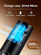 Lamido 2026 New Upgrade Portable Electric Coffee Grinder with Ceramic Burr - 38 Adjustable Grind Settings - 1.8X Faster Grinding - 2000 mAh Rechargeable for Espresso, Travel - Black