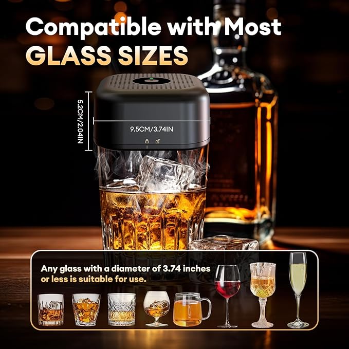 Whiskey Smoker Kit with 6 Wood Chips – Electric Cocktail Smoker Kit with Built-in Lighter & LED Light, Old Fashioned Bourbon Drink Smoking Kit Gifts for Men, Dad, Husband, Whiskey Lovers