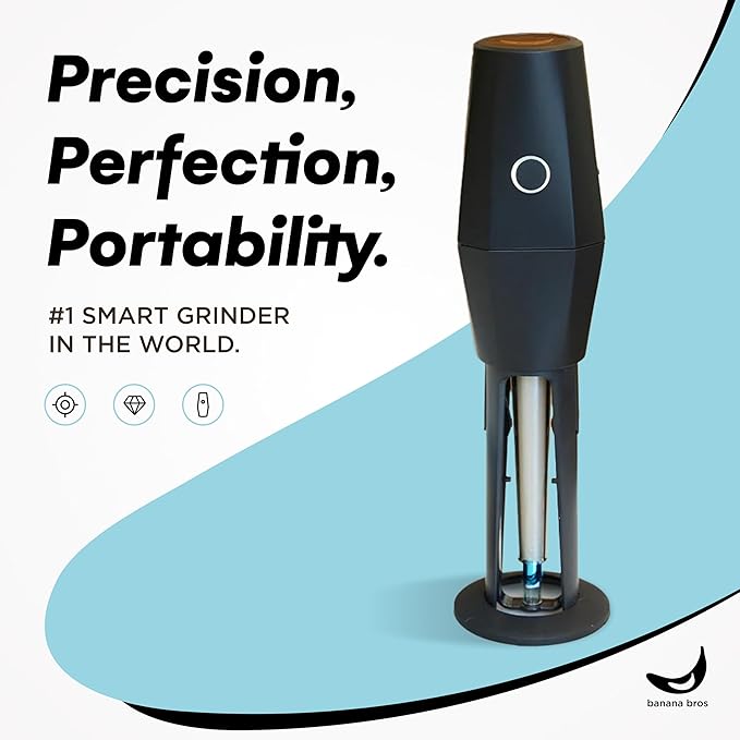 Banana Bros - OTTO Electric Smart Spice Grinder - Automatic Herb Grinder with Smart Technology - Rechargeable via USB - Portable Milling for Dry Herbs and Spices - Black - No Carrying Case