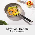 ROYDX Stainless Steel Fry Pan Set Titanium Ceramic Non Stick Frying Pan with Lid 8", 10" and 12" Oil Gather Pro Non Stick Skillets with Stay-Cool Handle PFOA Free, Compatible with All Cooktops