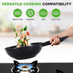 NutriChef NonStick Frying Pans – 5-Piece Skillet Set with Ceramic Coating, Wok, Grill, Fry & Fish Pans – Compatible with All Cooktops, Including Induction – Cool-Touch Handles, Easy-Clean