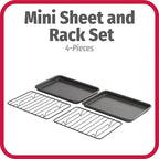 GoodCook Set of 2 Nonstick Steel 9" x 6.2" Toaster Oven Mini Baking Sheets with Racks, Gray