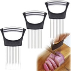 3 Pieces Onion Holder for Slicing, Stainless Steel Onion Cutter for Slicing, Potato Lemon Slicer Tomato Slicers Kitchen Comb for Onions, Tomatoes, Avocados, Eggs, Lemon, Potatos (Black)