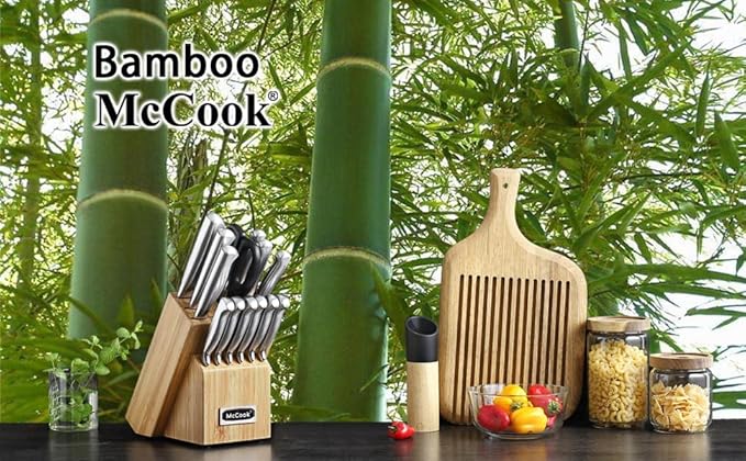 McCook® Knife Sets,German Stainless Steel Knife Block Sets with Built-in Sharpener