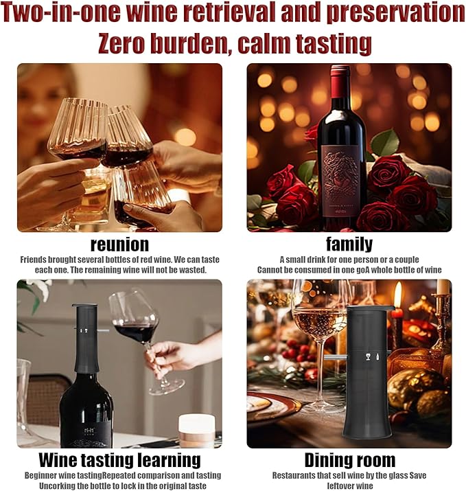 Vacuum Wine Dispenser, Multifunctional Wine Aerator, Wine Preservation System, Switchable Decanter & Wine Storage Function, Wine Accessories Gift for Wine Lovers, No Power & Consumables Required