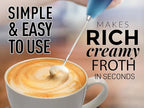 Zulay Kitchen Milk Frother Handheld Electric Whisk with AA Duracell Batteries – Durable Drink Mixer for Coffee, Lattes, Cappuccinos & More - Deep Sea