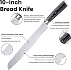 10-Inch Serrated Bread Knife With Wooden Handle, Bread Cutting Knife for Homemade Sourdough Bread, 10-Inch Blade With 5-Inch Handle, Razor Sharp
