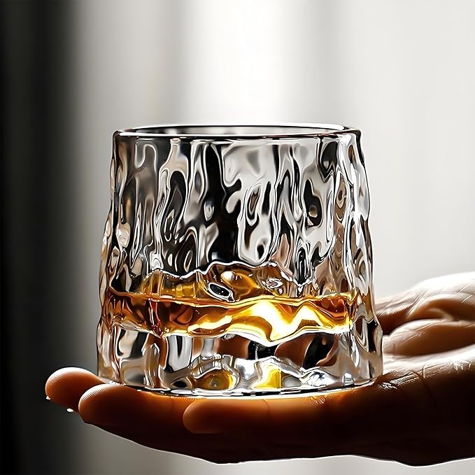 Flat bottom Crystal Whiskey Glasses, Premium 10oz Scotch Glasses Set of 3, Old Fashioned Glasses,Thick Weighted Bottom Rocks for Drinking Bourbon, Scotch, Cocktails（Larger Size）