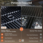 Sophia & William Charcoal and Propane Gas Grill Combo with Side Burner & Porcelain-Enameled Cast Iron Grate, Dual Fuel BBQ Grill for Outdoor, Barbecue Grill, 690 SQIN Cooking Area