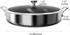 316L Stainless Steel 8QT Frying Pan Hex Nonstick Wok with Lid, Two Handle to Hold, PFOA Free, Dishwasher Oven Safe (8QT)