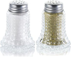 Salt and Pepper Shaker Glass Set, Retro Style Spice Shakers for Dining Room Table, Kitchen, Restaurant, Set of 2 (Hobnail)