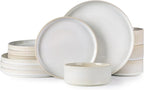 TheTerra Ceramic Dinnerware Sets for 4, 12 Pieces Porcelain Lightweight Plates and Bowls Sets, Scratch Resistant Dish Set, Oven & Microwave & Dishwasher Safe