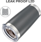 20 oz Tumbler with Lid Stainless Steel Insulated Tumblers Bulk Double Wall Vacuum Cups Powder Coated Travel Mug Keep Drink Cold and Hot, Grey, 8 Pack