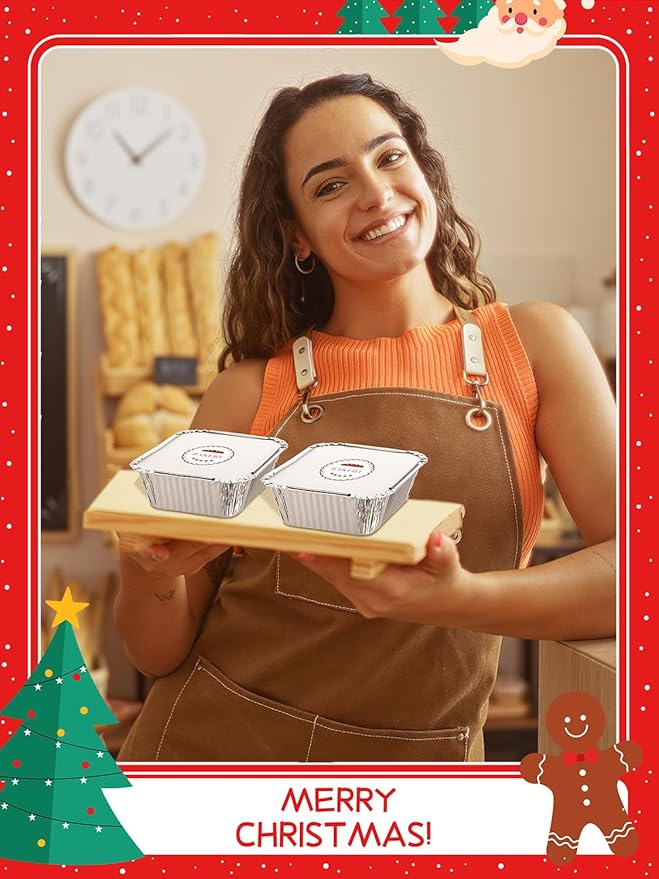 110 Pack 5x4 Disposable Small Aluminum Pans with Cardboard Lids - 1lb-Mini-Aluminum-Foil-Pans-Tin-Foil-Takeout-Trays-Food-To-Go-Containers-for-Meal-Prep-Cooking-Roasting-Heating-Baking