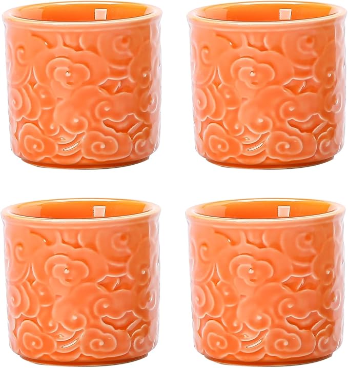 Ceramic Espresso Cups Set of 2 or 4-3oz Demitasse Cups for Coffee & Tea, No Handles, Durable & Dishwasher Safe (bisque, 4)