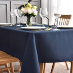 maxmill Square Tablecloth Swirl Design Spillproof Wrinkle Free Heavy Weight Soft Table Cloth Decorative Fabric Table Cover for Outdoor and Indoor Use Square 52 x 52 Inch Navy Blue