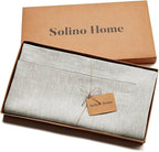 Solino Home Linen Tablecloth 60 x 108 Inch - 100% Pure Linen Oyster Grey Table Cloth for Rectangular Tables - Athena, Machine Washable Cloth Tablecloth for Summer, Fall, Autumn, Halloween