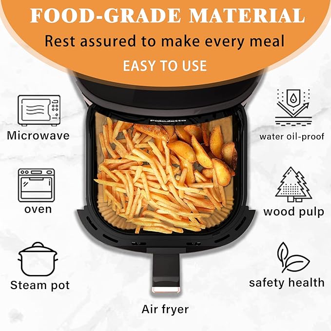 Air Fryer Disposable Paper Liners, 125 Pcs Parchment Cooking Non-Stick Liner for Airfryer, Microwave Oven, Frying Pan, 9 Inch Oil-proof Air Fryers Filters Sheets for 9 10 11 12 Qt Baking Basket