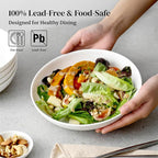 DOWAN 8.5" Pasta Bowls, 32oz Salad Bowls Set of 6, Natural White Ceramic Serving Bowls, Porcelain Plate Bowl Serving Dish Shallow Bowls Set for Kitchen, Microwave Dishwasher Safe