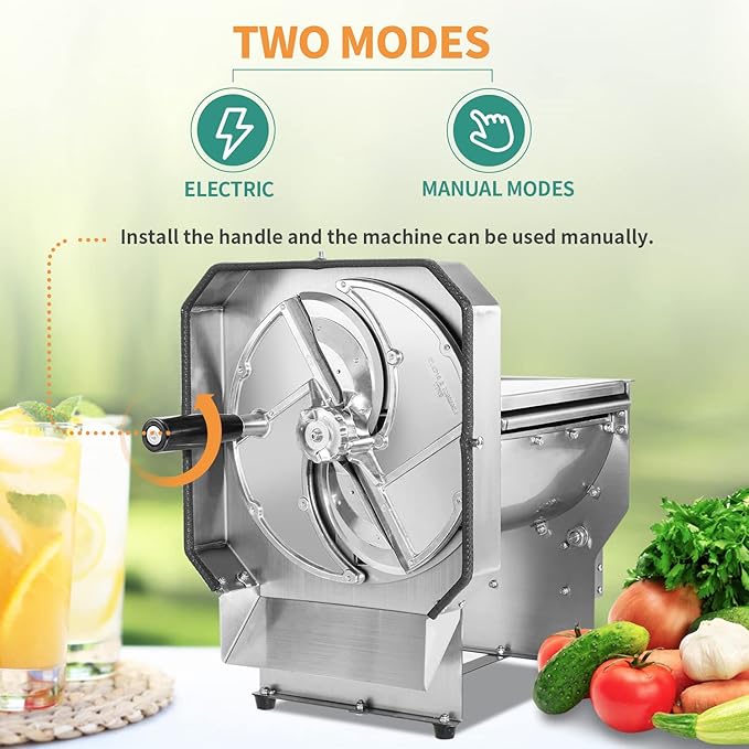 Newhai Upgraded Electric Potato Slicer Commercial Onion Sweet Potato Slicing Machine Cabbage Shredder Vegetable Fruit Cutter 0-0.4’’ Stainless Steel