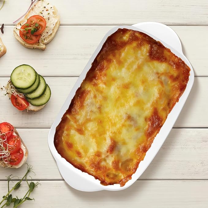 Ceramic Small Baking Dishes Set of 2 - Casserole Dishes for Oven,Rectangular Bakeware Baking Bowls With Double Handle for Roasting, Lasagna, Pie, Gratin,Oven Safe & Microwave Safe