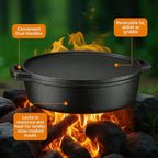 Bruntmor 3-in-1 Pre-Seasoned Cast Iron Skillets with Reversible Grill Griddle Lid - 6.8 Quart Round Deep Roasting Pan for Frying, Grilling, Dutch Oven Cooking - Non-Stick Cast Iron Cookware - Black