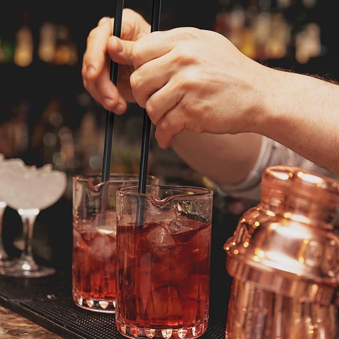 100 Pieces Disposible Plastic Round Top Crystal Swizzle Sticks (Black)