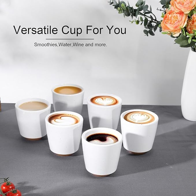 Webbylee 6-piece Melamine Cup - 12 ounce Unbreakable Reusable Drinkware for Party Wedding Camping, Dishwasher Safe & Lightweight (White/Brown)