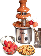 Total Chef 3 Tier Chocolate Fountain - Electric Fondue Machine, 1.5 lbs Capacity, Melts Hot Dark Dipping Chocolate for Party, Wedding & Events, Stainless Steel