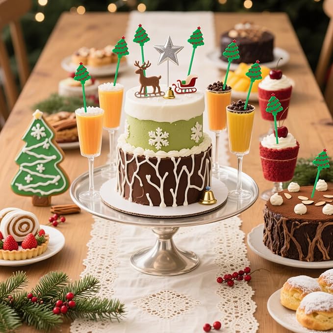 36 Pcs Christmas Drink Stirrers, Christmas Tree Cocktail Stirrers Plastic Swizzle Sticks Reusable Coffee Stirrer Stir Sticks for Xmas Holiday Party Coffee Tea Hot Cocoa Bar Supplies Decoration