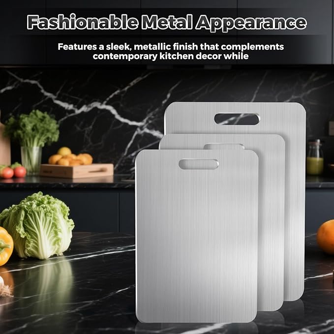 Titanium Cutting Boards for Kitchen, 100% Pure Titanium Cutting Board, Double-Sided Food-Grade Cutting Boards Non Toxic, Hygiene and Durability, Easy to Clean, Fruits And Vegetables（15L*11W）