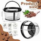 Maxdot 4 Packs Reusable Coffee Filters for Mr. Coffee 4-5 Cup Replacement Nylon Mesh with Handle 2.8 x 3.1 x 2 Reusable Filter Basket Fits Most Coffeemakers and Brewers Universal