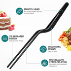 Kitchen Tweezer Tongs Set,6 Pcs Kitchen Tweezers,8" Cooking Tweezers Set,Stainless-Steel Food Chef Culinary Tweezers Tongs for Baking Decorating Feeding Plating,Black