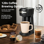 Single Serve K Cup Coffee Maker 2 in 1Machine,6 to 14 0z Brew Sizes,Auto Shut Off& Reusable Filter,Use Coffee Capsule&GroundCoffee&Loose Leaf Tea,Iced Coffee,Black