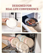 famiware Milkyway 33 oz Bowl Set, Pasta Bowls Set of 4, Salad Bowls, Double Reactive Glaze, Sturdy & Stackable, Ideal for Housewarming, Festivals, Dark Charcoal & White Full Glaze Matte