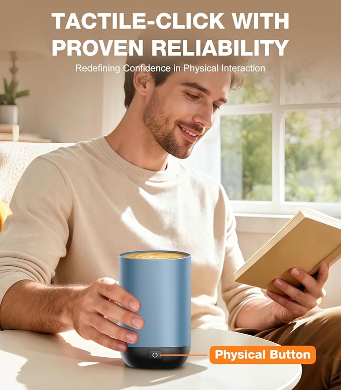 Self-Heating Coffee Mug T1-16oz, Fast Heating Rechargeable Heated Coffee Mug, Smart Mug with App & Button Control, Ideal Gift for Coffee Lovers & Hot Drink Enthusiasts