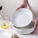 AmorArc 8.5'' Large Pasta Bowls, 36oz Stoneware Pasta Serving Bowls Set of 4 for Kitchen, Wide Bowls for Pasta,Salad,Oatmeal, Microwave Safe, Reactive-Color