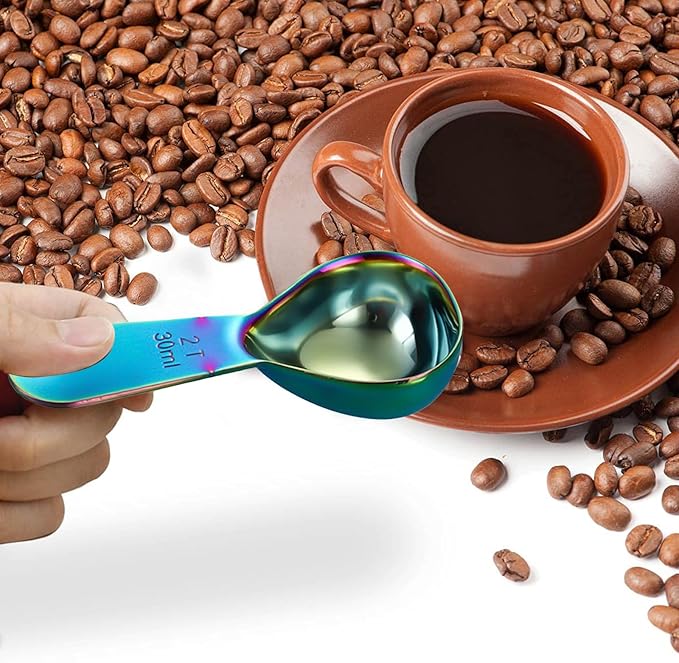 1 Pcs Coffee Scoop, 2 Tablespoon Measuring Spoon for Ground Coffee, Durable Stainless Steel, Easy to Use and Clean(Colorful）, Send Goods from Local Warehouse