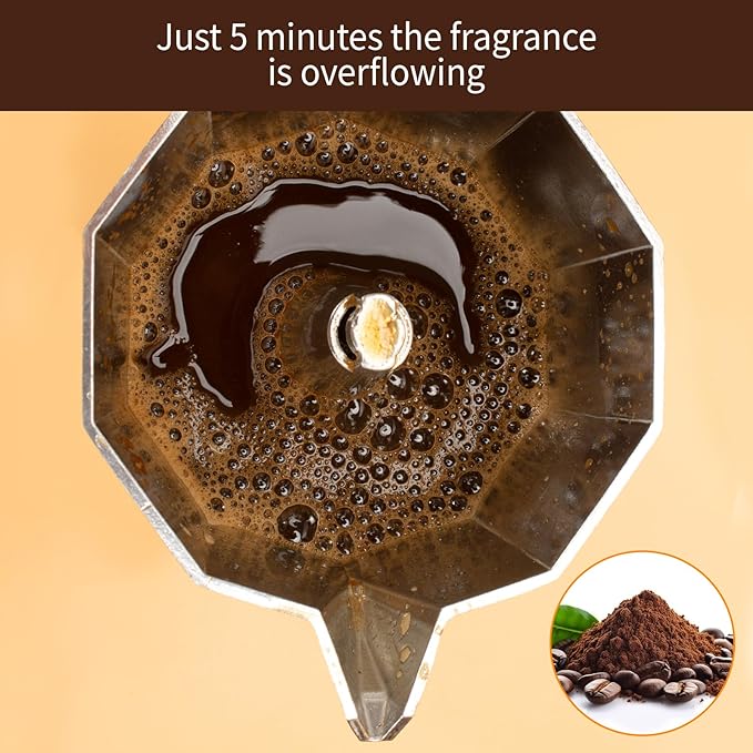 Cafetera Espresso Maker, 6 Cup Portable Coffee Machine, 300ml Portable Cafeteras Electricas Modernas, Electric Moka Pot with Detachable Base & Overheat Protection, Coffee Gift for Home Travel