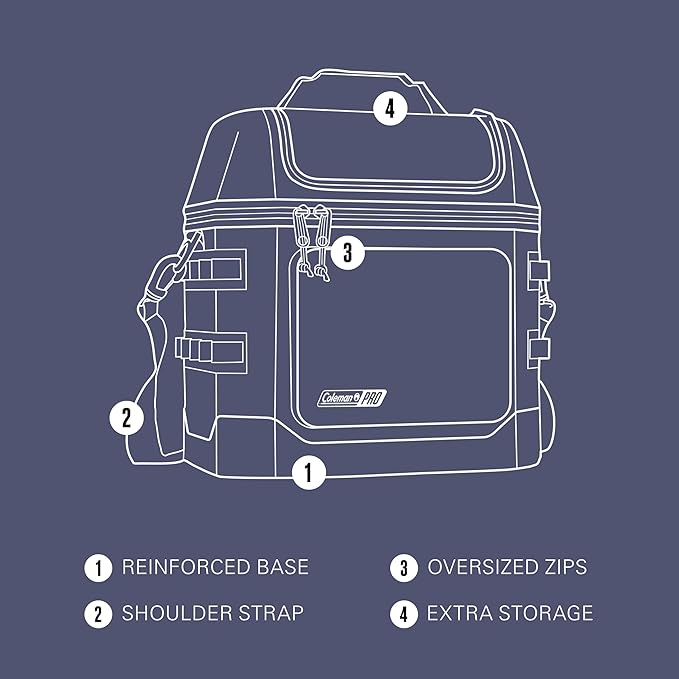 Coleman Pro 24-Can Premium Soft Cooler Lunchbox, Fully Insulated Lid & Body Stays Cold up to 35 Hours, Great for Camping, Tailgating, Parties, Sports, Concerts, Lunches & More