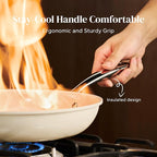 Redchef Ceramic Non Stick Egg Pans, Nonstick Frying Pan Skillet, 8 inch Cooking Pan Non Toxic with Stay Cool Handle for Induction, PTFE & PFAS & PFOA Free, Dishwasher/Oven Safe (Beige White)