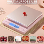 Digital Food Scale for Food Ounces and Grams，YONCON 3000g/0.1gram Accuracy Multifunctional Kitchen Scale for Cooking, Baking | Small Size for Easy Storage | Tare Function, Pink